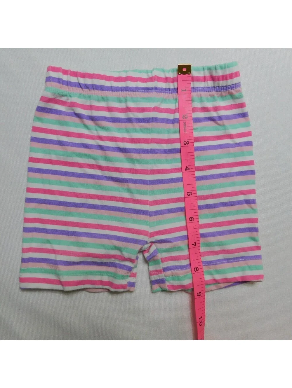 Mon Petit Baby Girls Rainbow Stripe Bike Shorts Size 18M Pastel Knit Cotton Blen